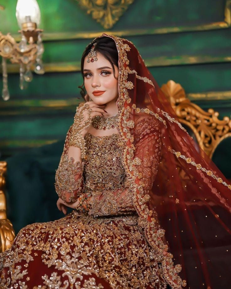 Breathtaking Maroon Pakistani Bridal Bress