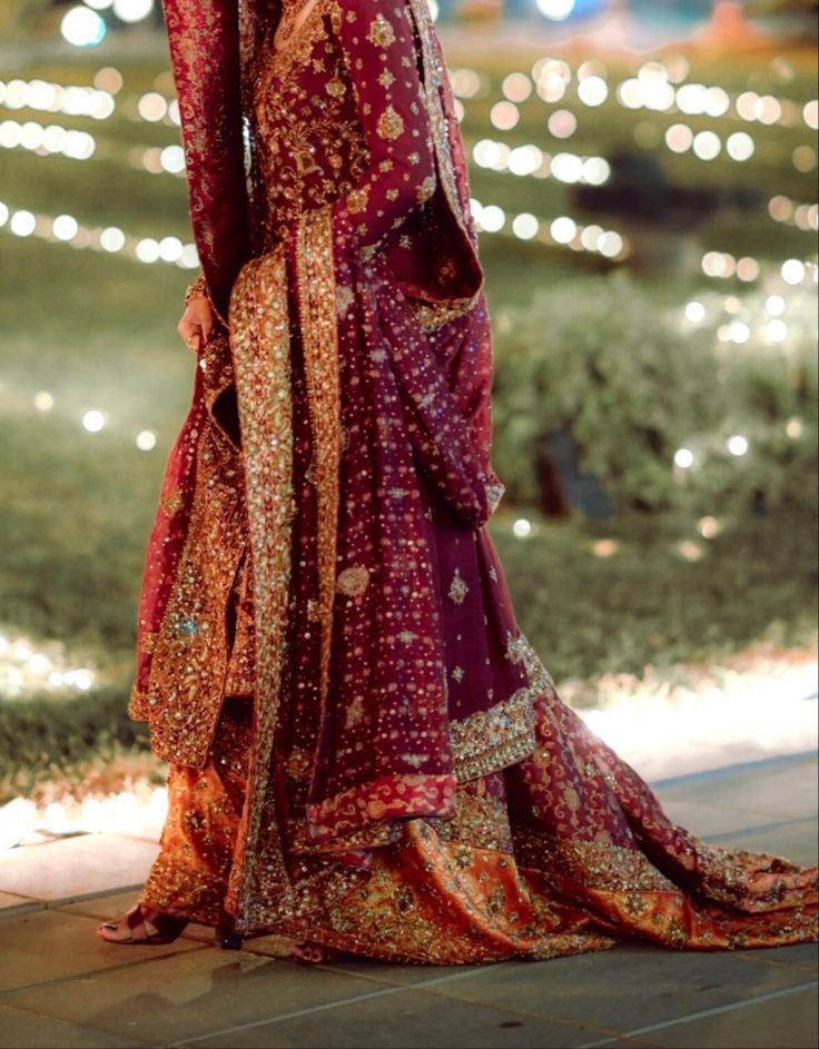 Luxury Maroon & Gold Bridal Lehenga