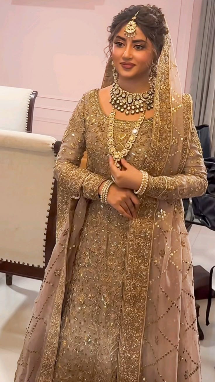 Luxury Gold Embellished Bridal Maxi