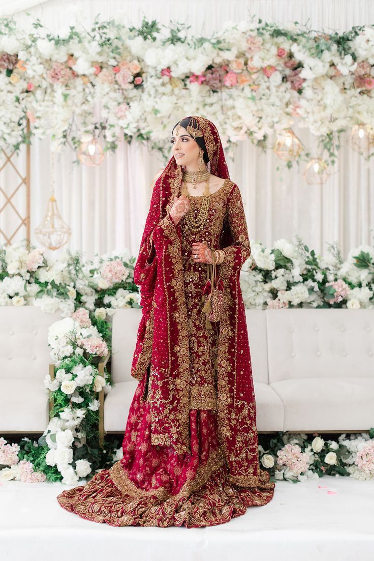 Luxury Deep Maroon Pakistani Bridal Lehenga