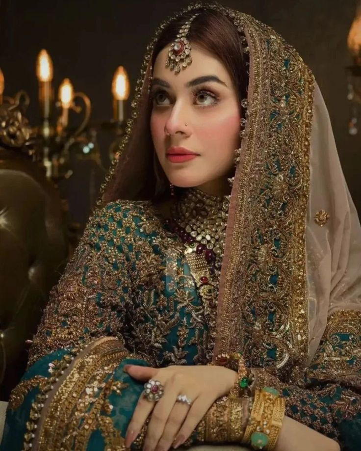 Luxury Emerald Green & Gold Bridal Lehenga