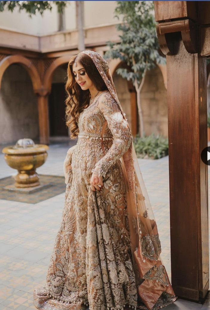 Luxury Handcrafted Soft Peach Bridal And Formal Gown