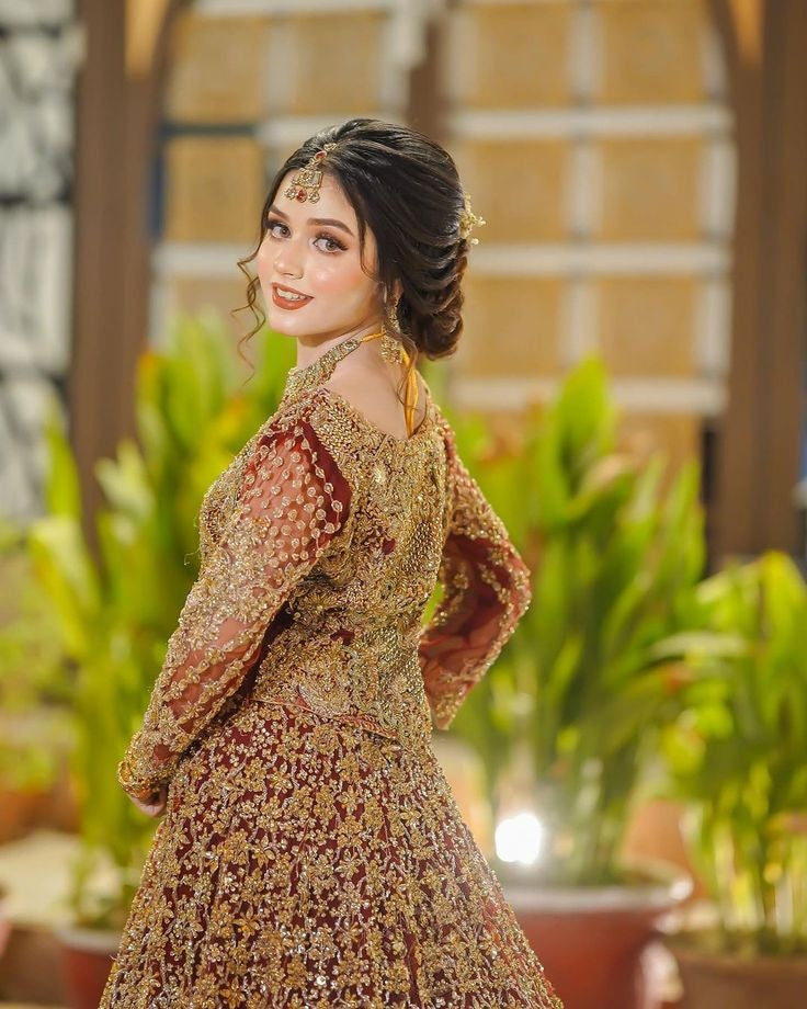 Breathtaking Maroon Pakistani Bridal Bress