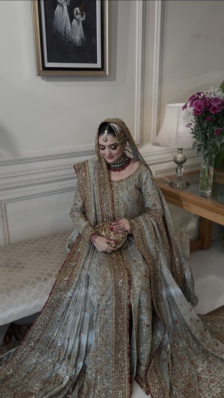 Luxury Sage Green Bridal Dress