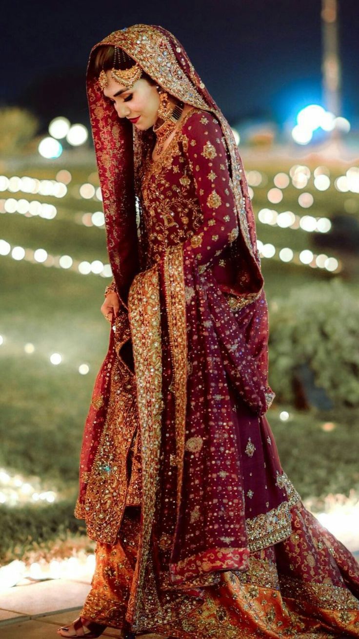 Luxury Maroon & Gold Bridal Lehenga