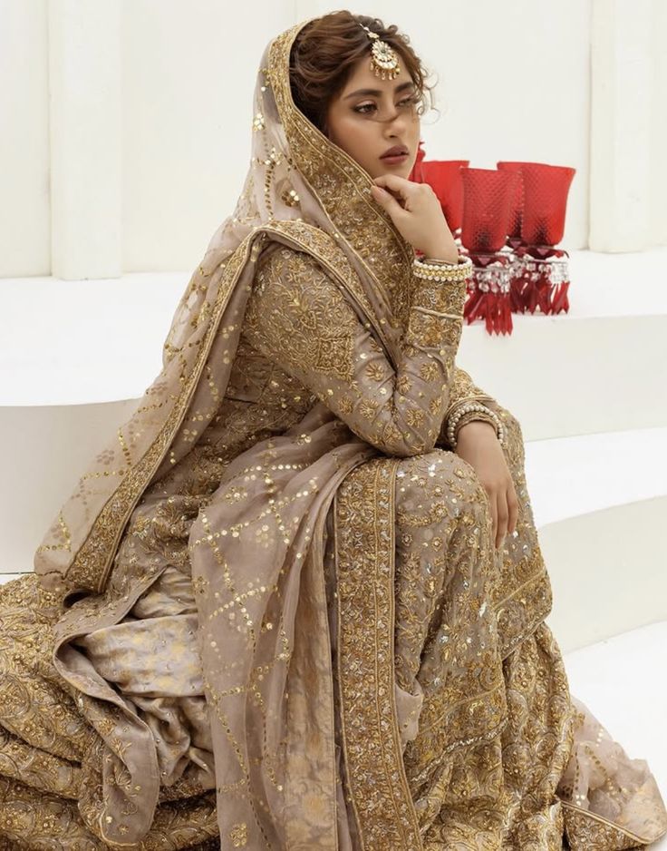 Luxury Gold Embellished Bridal Maxi