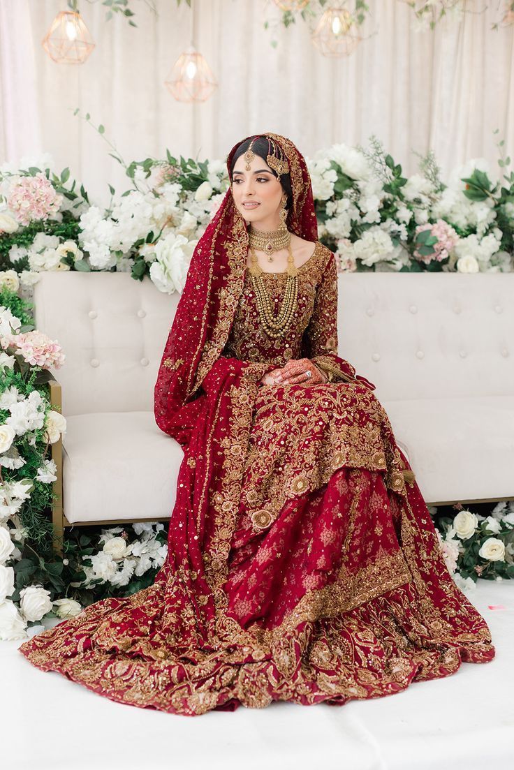 Luxury Deep Maroon Pakistani Bridal Lehenga