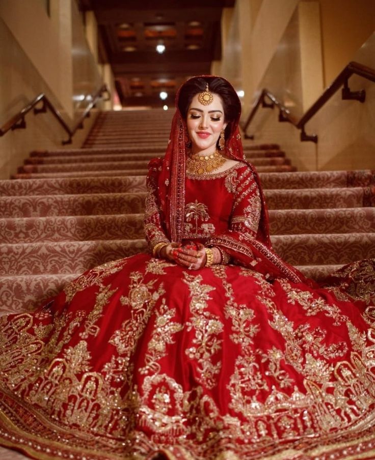 Luxury Scarlet Red Pakistani Bridal Lehenga